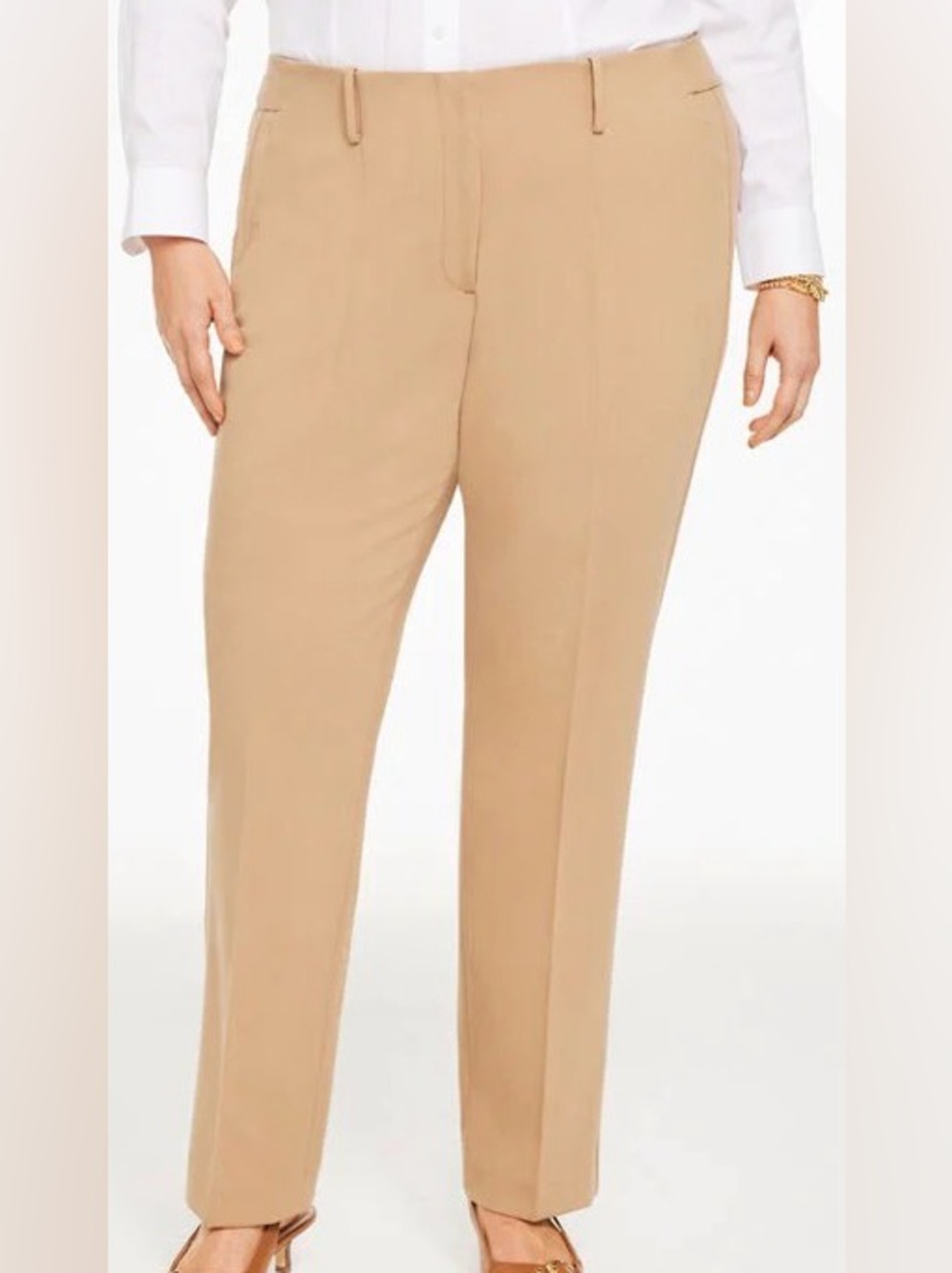 TALBOTS Tan Rattan Southampton Tailored Stretch Straight Leg Pants Size 14